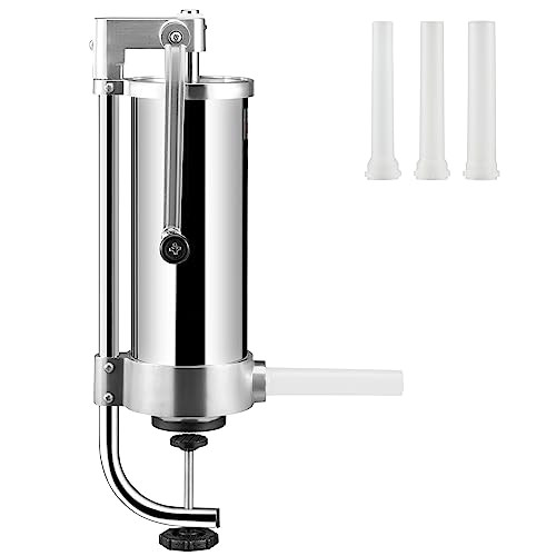 VEVOR Handmatige worstvuller, 3 liter, roestvrij staal en aluminium, professioneel