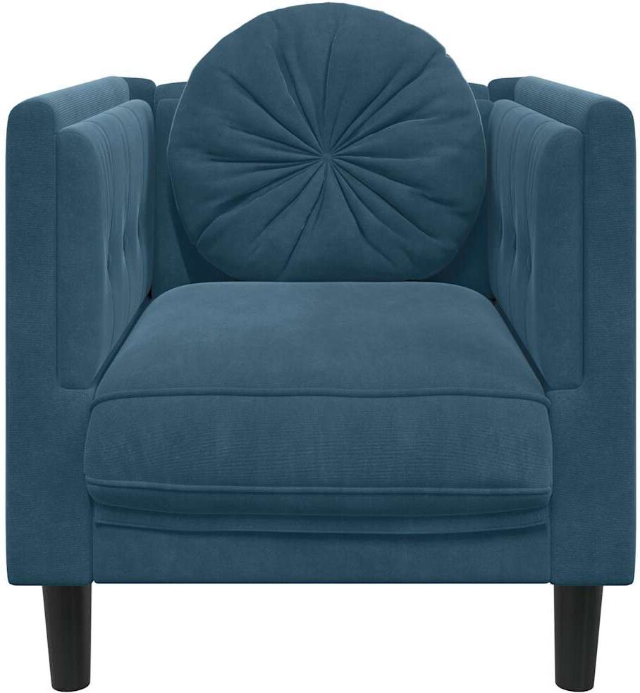vidaXL Fauteuil avec coussin bleu velours