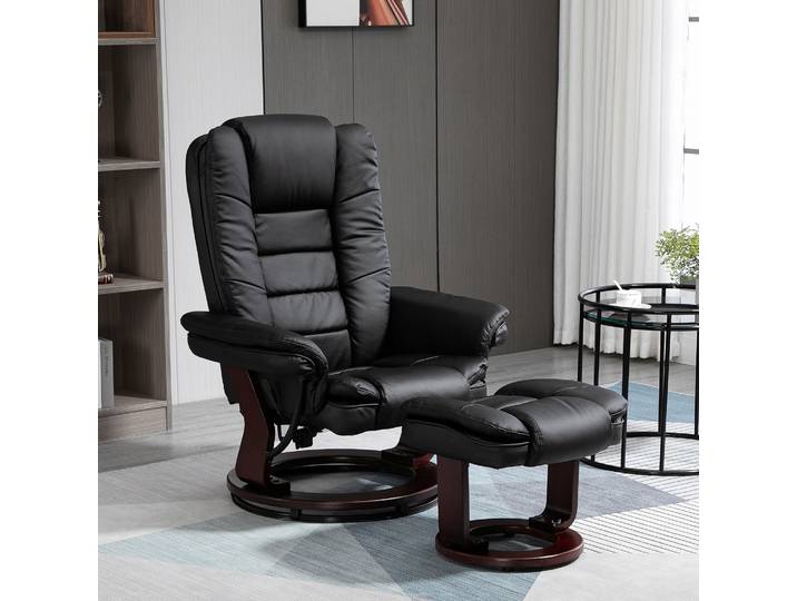 HOMCOM Fauteuil Relax Pivotant 360° Inclinable Synthétique Noir