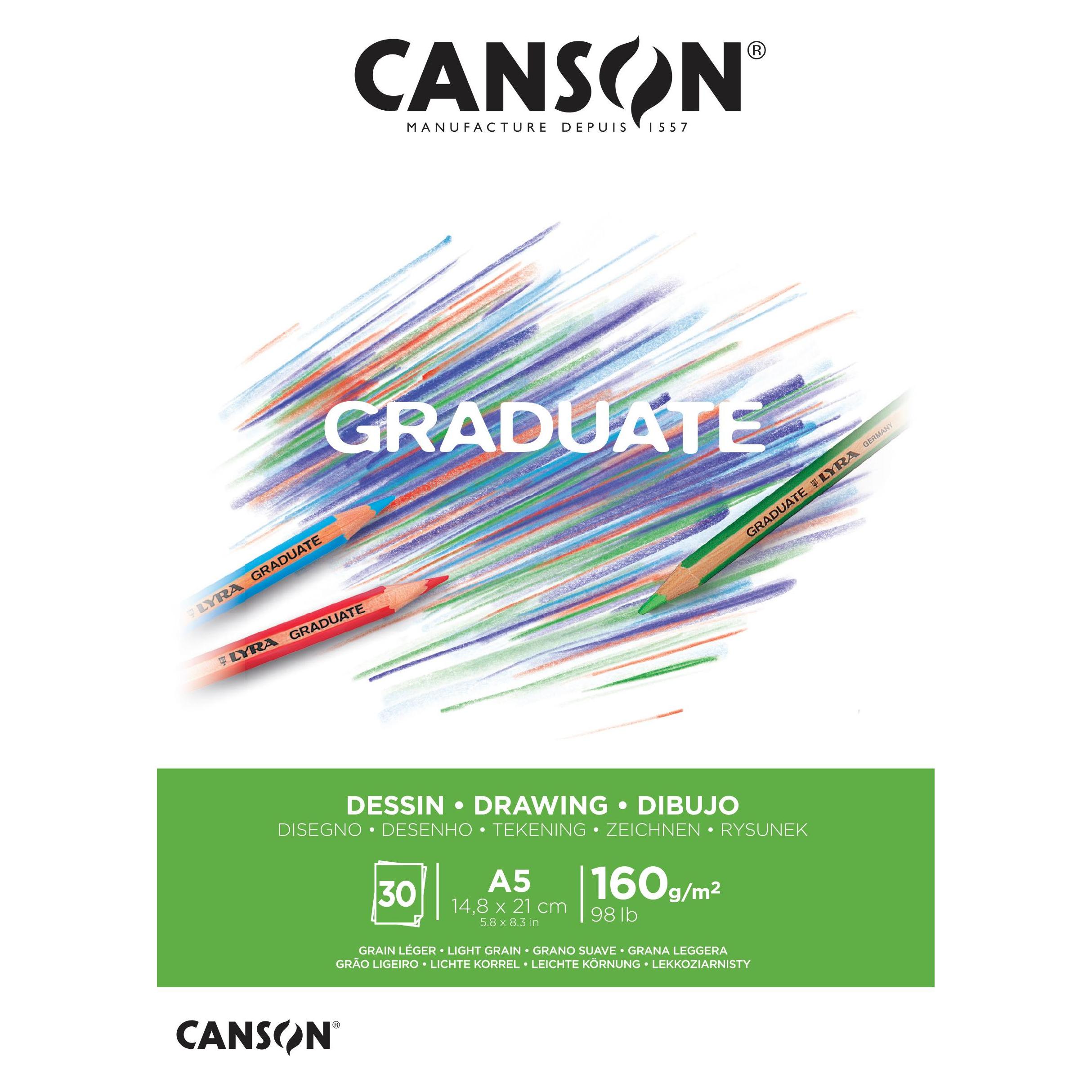 Canson GRADUATE - Zeichenblock (A5, Kein Einband) (400110364)
