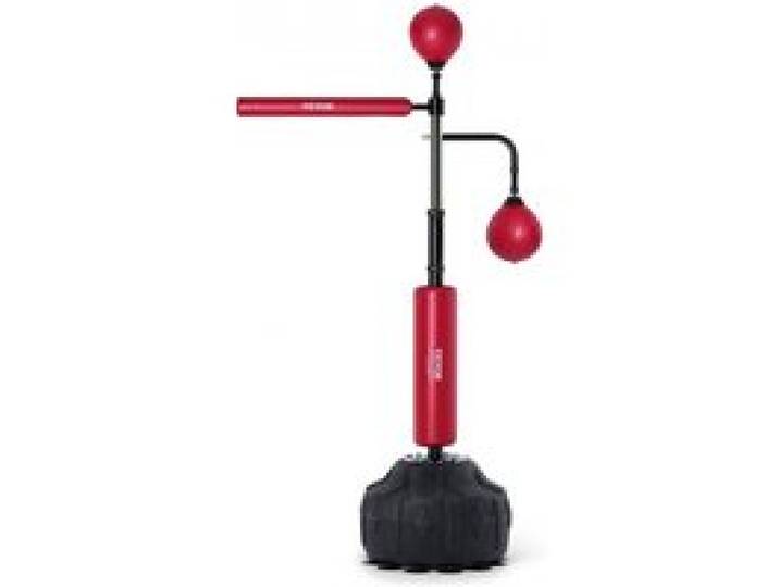 VEVOR Box-Speed-Trainer, Boxsack mit Ständer, Reflex-Boxsack für Jugendliche & Erwachsene, Höhenverstellbares Freistehendes Schlagsack-Set mit Handschuhen, Workout-Speed-Bag für Training Rot