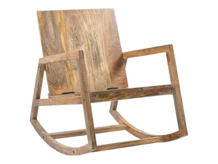 HKLGBVCR Schaukelstuhl aus echtem Leder und massivem Mangoholz