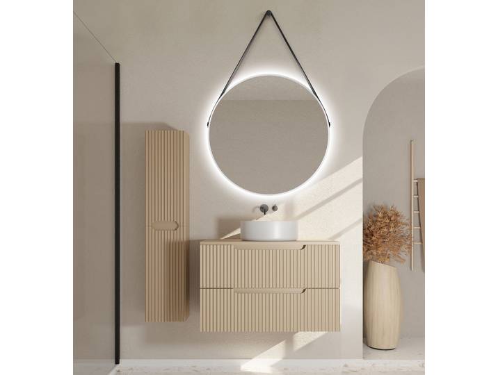 Badset COLORIA Typ E Rund 3-teilig 102 x 142 x 46cm Braun/Taupe