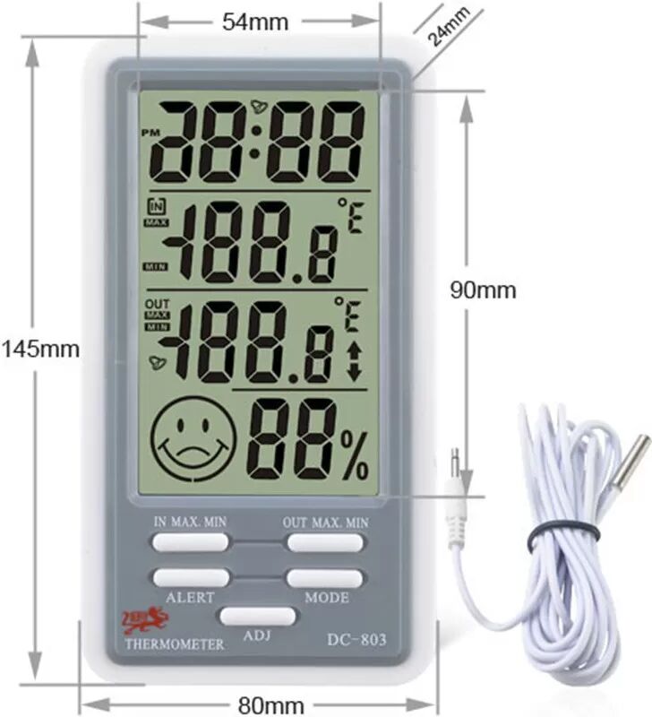 INF Multifunktionales Digitalthermometer mit großem Display