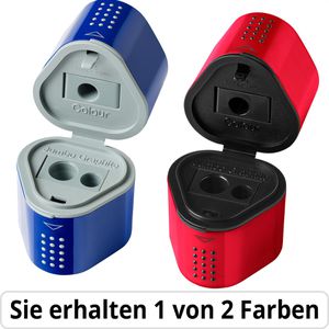 Faber-Castell Spitzer 183801 Grip 2001, sortiert, dreifacher Dosenspitzer, aus Kunststoff