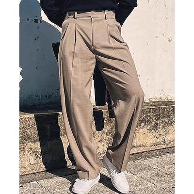 Herren Abschlußfeier Anzughose Hose Chinos Stoffhosen Tasche Gerader Schnitt Einfach Komfort Formell Party Arbeit Mode Klassicher Stil Schwarz Khaki Mikroelastisch
