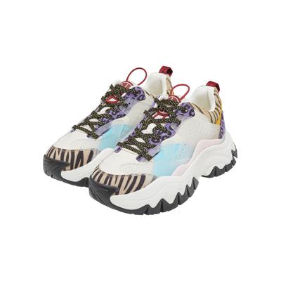Trainingsschuh BUFFALO "Buffalo Trail One Vegan Nappa/Nubuck", Damen, Gr. 40, bunt (lila, aqua animal), Polyurethan, Schuhe