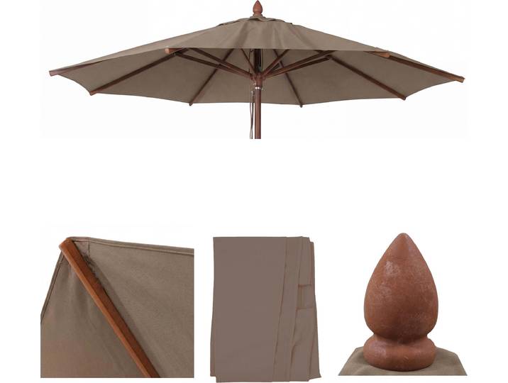 Ersatz-Bezug für Gastronomie Holz-Sonnenschirm HWC-C57b, Sonnenschirmbezug, rund Ø3m Polyester taupe