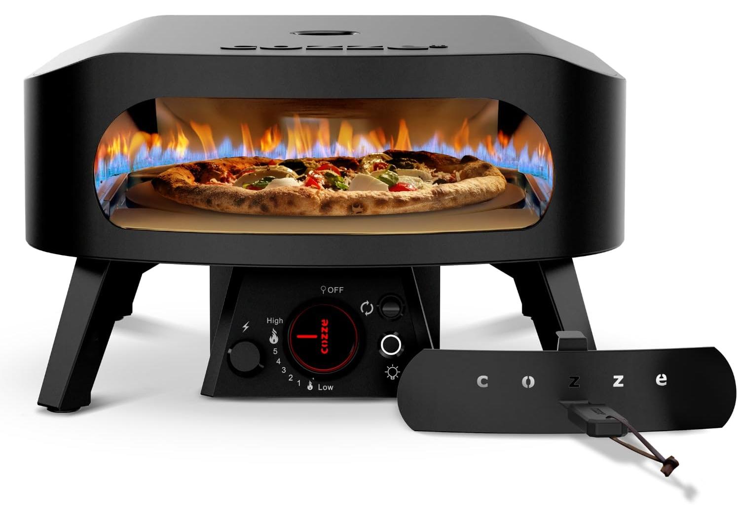 Gaspizzaofen Pizzaofen Pizza-Backofen - Ø 34,5 cm - 6 kW - Schwarz - Drehbarer Pizzastein