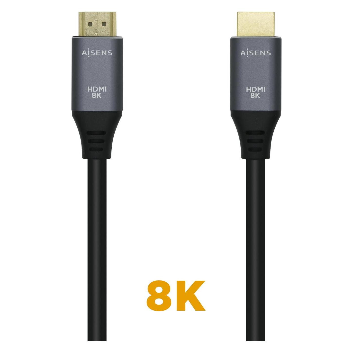 Aisens CABLE HDMI V2.1 ULTRA ALTA VELOCIDAD 8K60HZ M/M 1.0M GRIS NEGRO (1 m) (A150-0426)