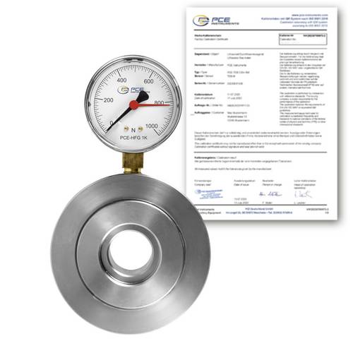 PCE Instruments PCE-HFG 1K-ICA Kraftmessdose inkl. ISO-Zertifikat |Ringkraftmessgerät / Druckstempelkraftmessgerät|27mm