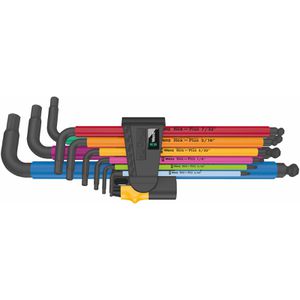Wera Sechskantschlüssel 950/9 Multicolour Imperial, 5/64 - 3/8 Zoll, mit Kugelkopf, 9-teilig