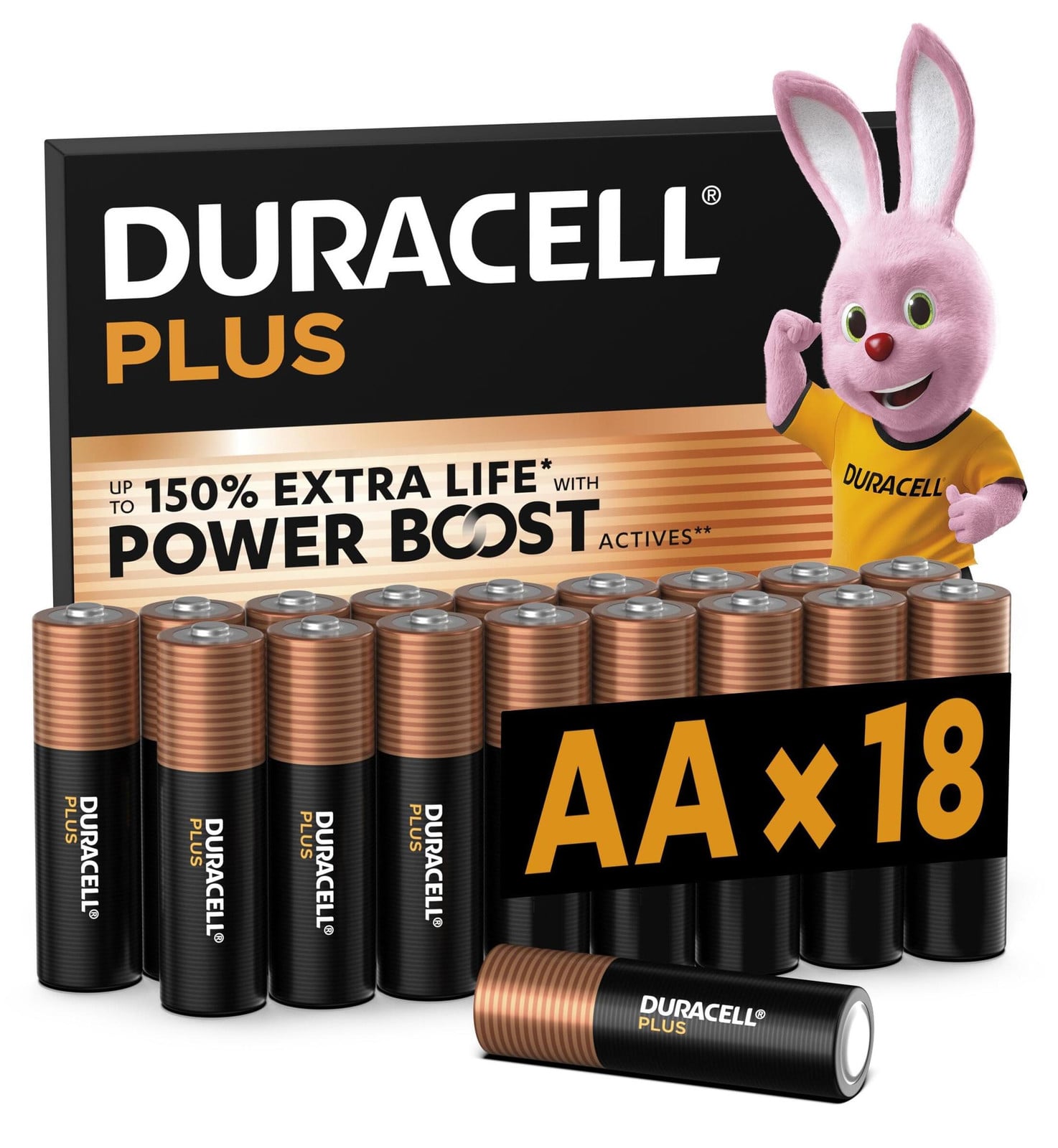 Duracell Plus AA alkalinebatterijen, 18 stuks, 1,5V, LR06