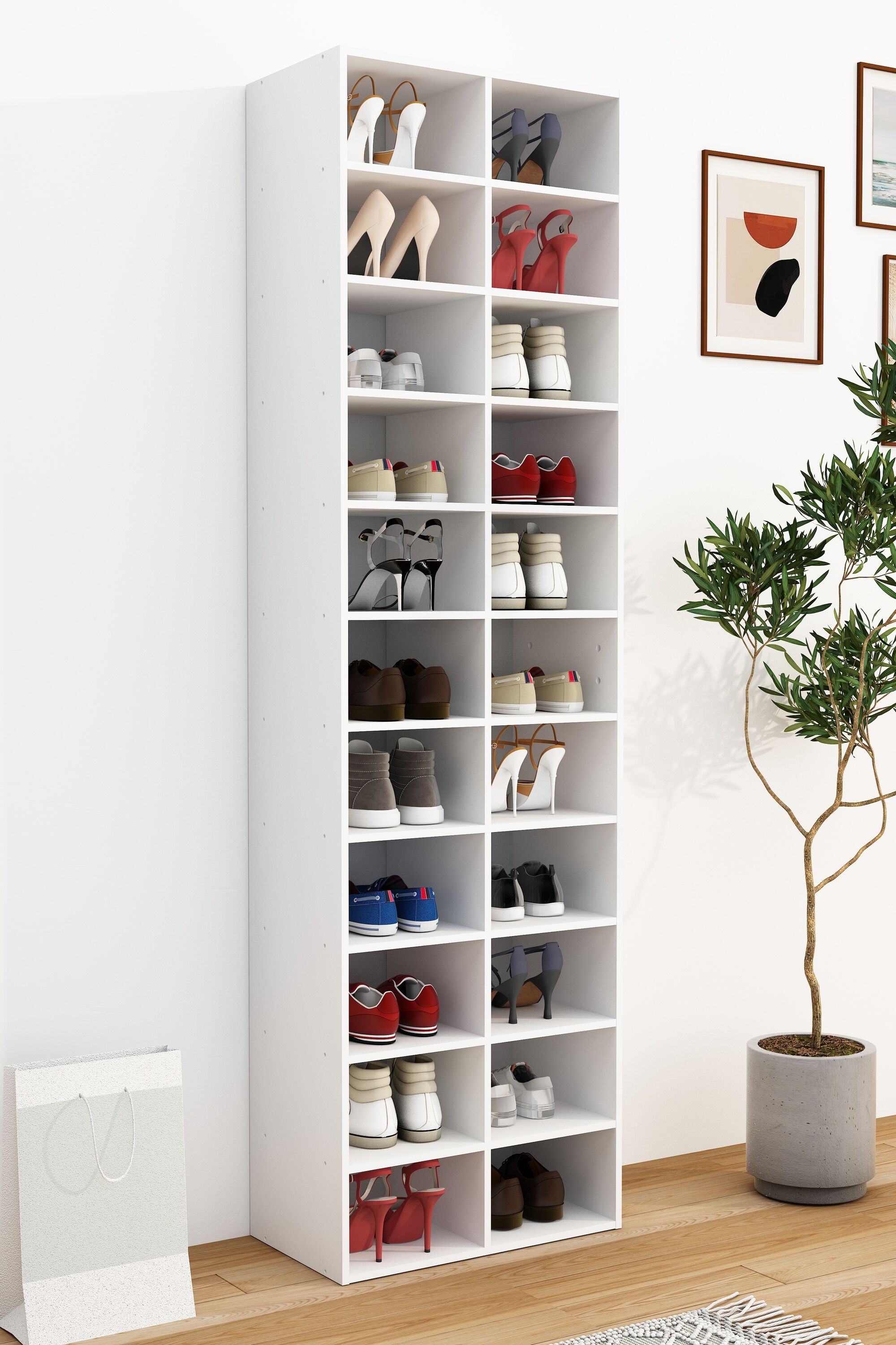 Schuhregal VCM "Holz Regal Schuhschrank Schuhregal Hinsol XL", weiß, B:52cm T:30cm, Regale, Schuhregal