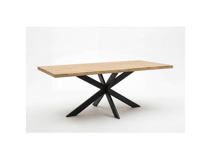 P & B Esstisch, Eiche, Schwarz, Holz, Metall, Eiche, vollmassiv, rechteckig, Sternfuß, 100x77x200 cm, Esszimmer, Tische, Esstische