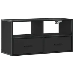 Helloshop26 - Praktisches wandmontiertes TV-Möbel im Industriedesign mit Stauraum 80 x 31 x 39,5 cm schwarzes Holz