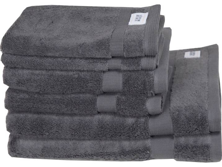 Handtuch Set Cuddly , grau (anthrazit), 6 Stk., Frotteevelours, Frotteevelours, Obermaterial: 100% Baumwolle, SCHÖNER WOHNEN-KOLLEKTION, Handtücher, Handtuch Set, schnell trocknende Airtouch-Qualität