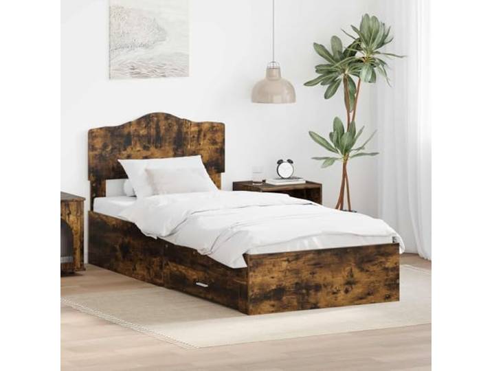 YUOTYRKTEJRSG Aufbewahrung Modernes Design 100 x 200 cm Braun Bettrahmen Geräucherte Eiche 100 x 200 cm Holzwerkstoff mit Schubladen Lattenrost Kopfteil Stauraum Bettgestell Modern