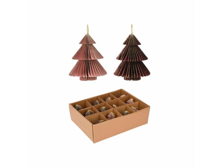 Lot de 12 pendentifs pour arbre de Noël en papier 2 couleurs assorties