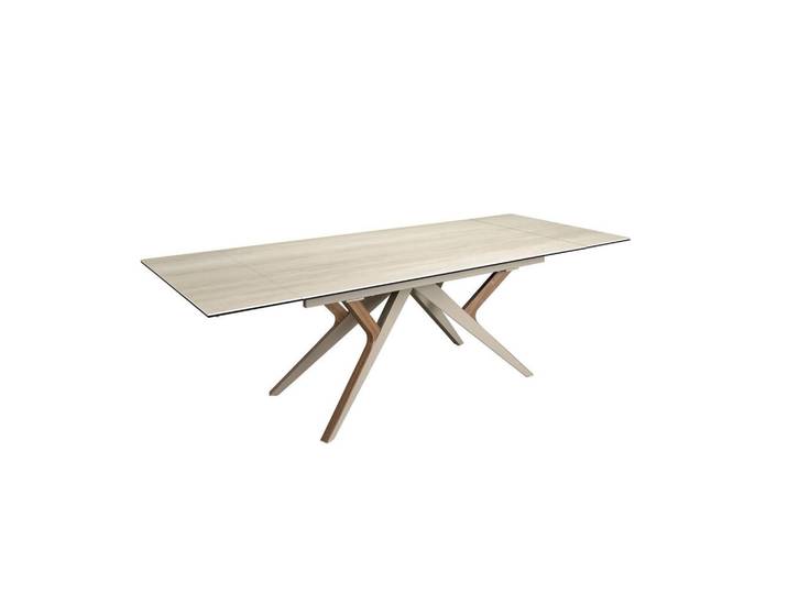 Angel Cerda Ausziehbarer Esstisch Angel Cerdá 1155, Porzellanmarmor, Sandmetallic und Nussbaum, Beige, Metall, Holz, Nachbildung,Nussbaum, Mode, Rechteckig,Rechteckig, eckig, 180x76x100 cm, Esszimmer, Esstische
