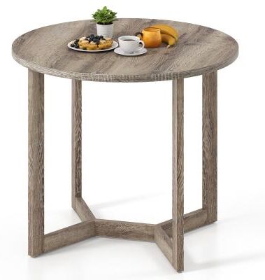 Lirago 36 Inch Round Wood Dining Table for 2-4 People with Wing-shaped Pedestal Base