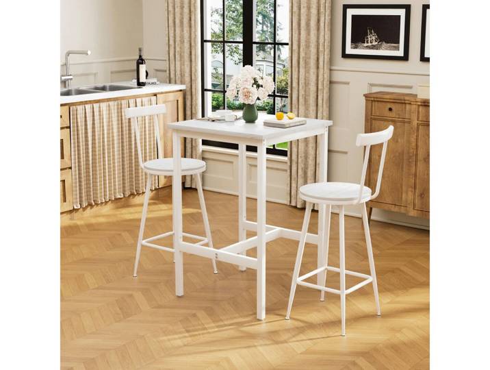 BBG Esszimmer-Set Esstisch Set mit 2 Bänken, platzsparende Essgruppe Industrial, (Küchentisch Holz Metall, stabiler Frühstückstisch), für kleine Küche Wohnzimmer