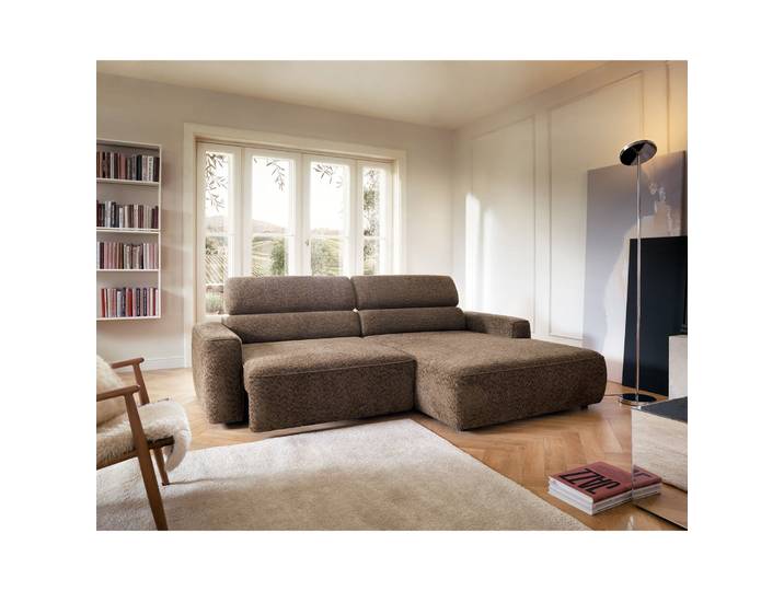 Ecksofa Fando mit elektrisch ausziehbarer Sitzfläche, L-förmig,