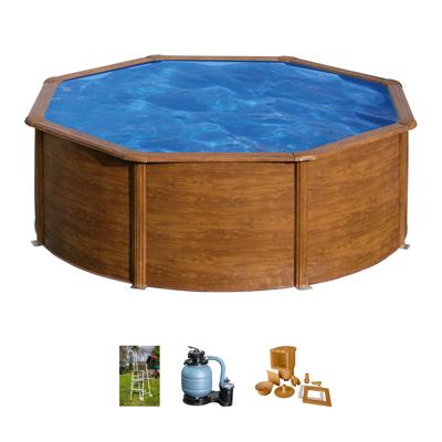 Rundpool GRE "PACIFIC in Holzoptik inkl. Zubehör", braun, H:120cm Ø:300cm, Schwimmbecken, Rundpool, Höhe: 120 cm, in versch. Größen erhältlich
