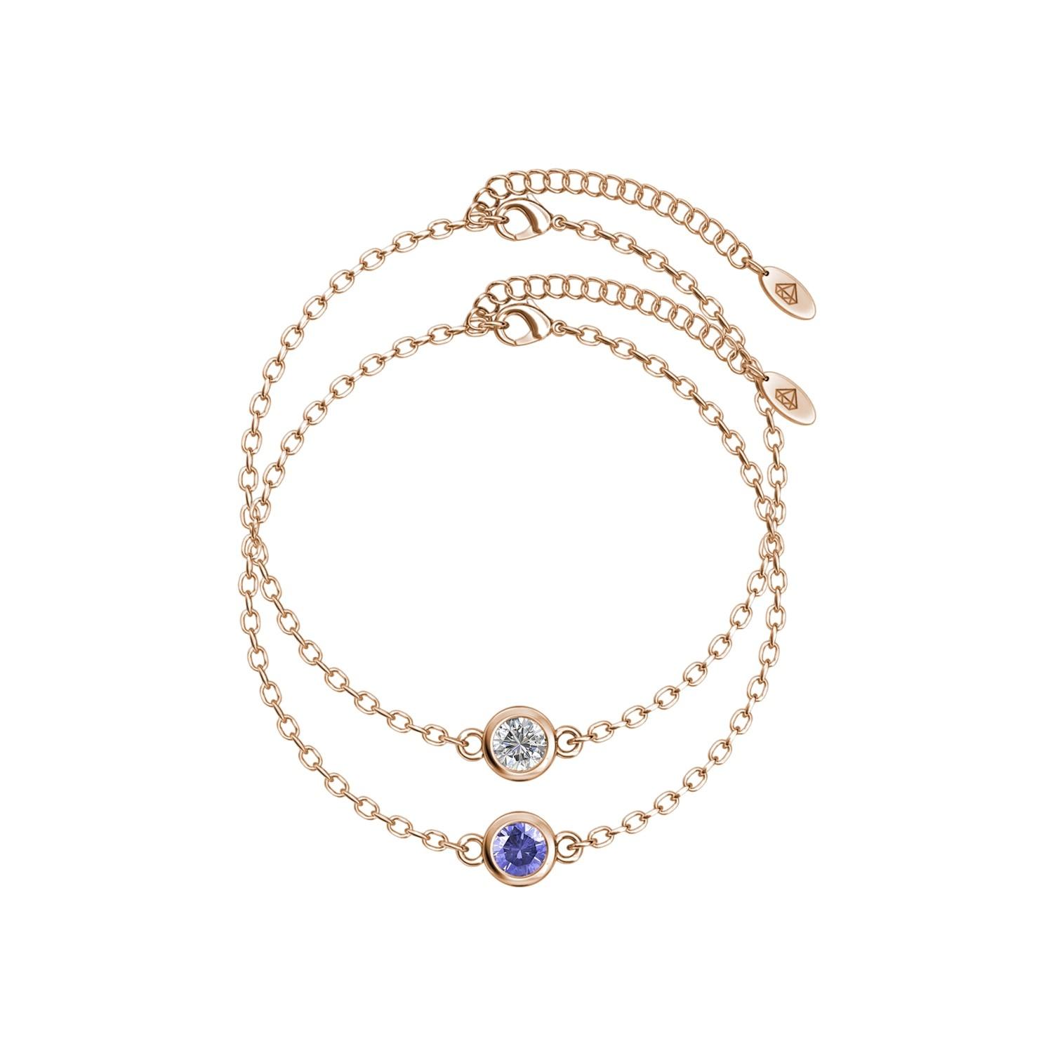 Geburtsstein-Armbänder – Roségold, Kristall und Lila
