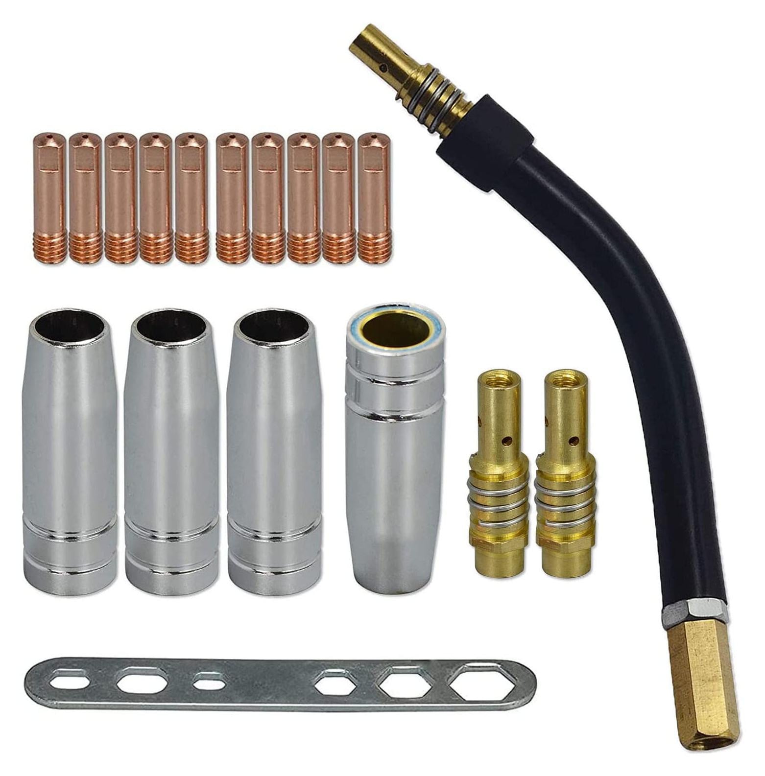 Selius MIG Lastoorts Set met 18 stuks Contact Tips 0,8mm M6, Tips Houder Diffuser en Shield Cup