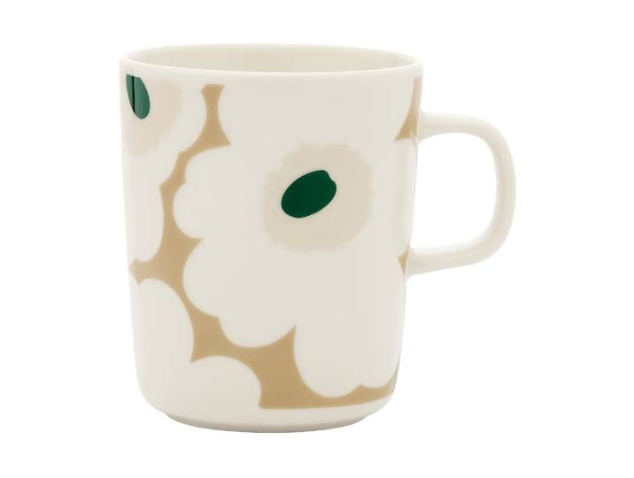 Marimekko Mug Unikko 25 cl White-beige-light sand-dark green