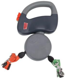 Inspired Finds Dual Retractable Dog Leash Automatic Winding Double Pet Walking Traction Rope (9.84ft) gray