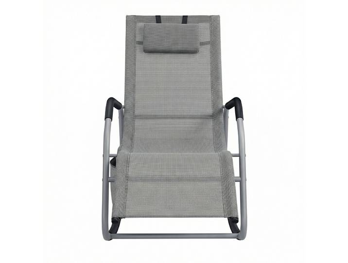 JOYFURNOS Chaise Relax de Jardin, Fauteuil à Bascule avec Poche, Cadre en Acier, Tissu Respirant, Gris Tourterelle