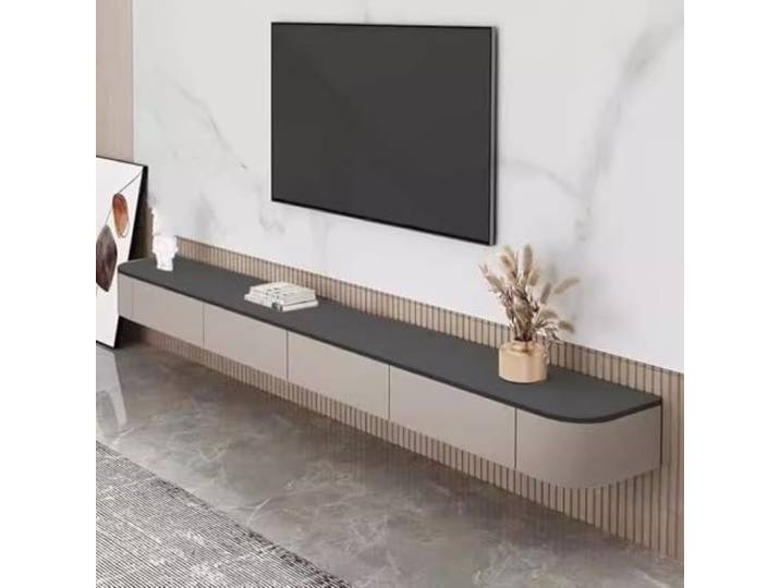 Schwebender TV-Ständer-Schrank TV-Schrank Schwebend Schwebende Regale Mit 2 Schubladen Und Tür Moderne Unterhaltungsmedien Konsole Center Große Lagerung Für Wohnzimmer & Büro(200 * 20 * 24cm)