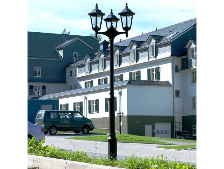 Albert Leuchten Dreiflammige Mastleuchte 2099, schwarz dimmbar, schwarz, Aluminium, Landhaus / Rustikal