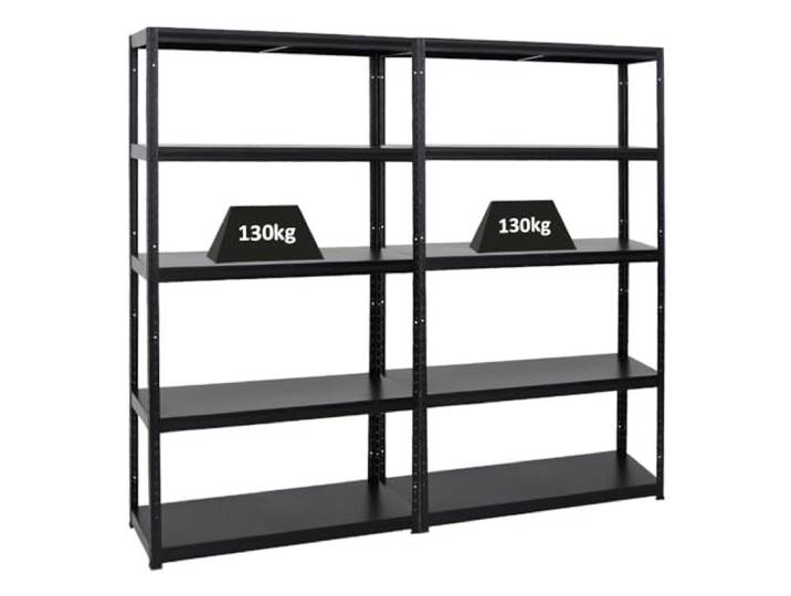 PROREGAL Mega Deal 2X Schwerlastregal Steel Eagle HxBxT 180x100x40 cm Fachlast 130kg Schwarz Garagenregal, Lagerregal, Steckregal, Weitspannregal