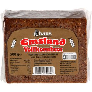 Emsland Brot Vollkornbrot, vegan & laktosefrei, geschnitten, 500 g