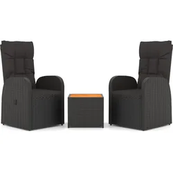 Helloshop26 - Gartenmöbel-Set Outdoor-Möbel 3-teiliges Set schwarzes Polyrattan und Akazie 02_0014205