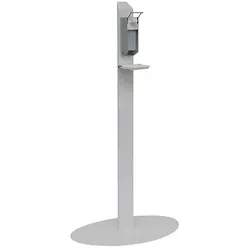 Desinfektionssäule Novocal pulverbeschichtet weiß mit Tropfschale und Armhebelspender 500 ml