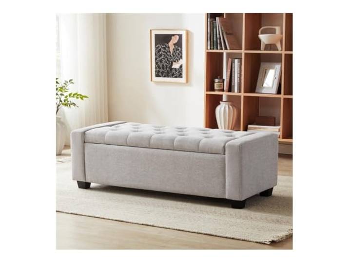 GAOWINLY Aufbewahrungsbank, Gepolsterte Aufbewahrungsbank for Eingangsbereich, Schlafzimmer und Wohnzimmer, trägt 150 kg(Gray)