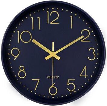 Uplift Essentials Minimalist Cubic Digital Quartz Wall Clock dark Blue 8in