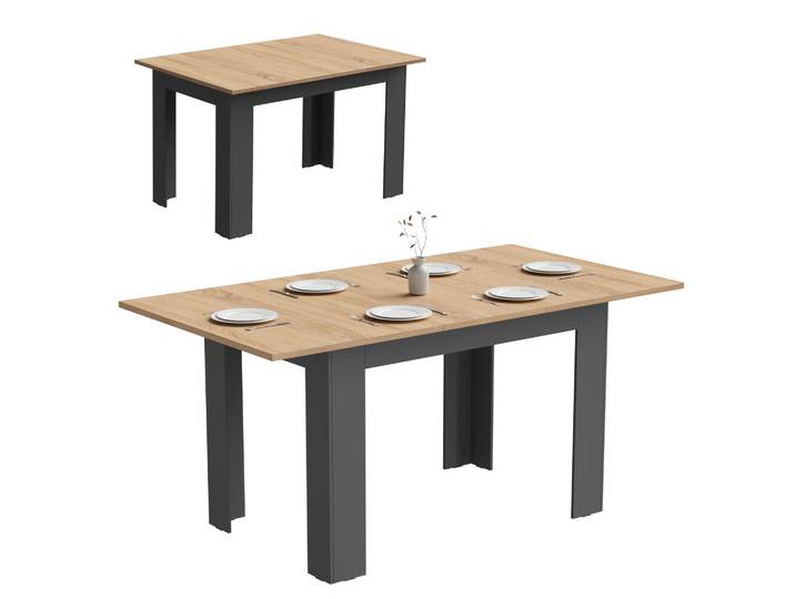Table extensible Monddeer\, de 120 à 160 cm\, pour 4 à 6 personnes\, table de cuisine stable\, polyvalente pour les repas\, le travail et les loisirs\, en noir et en chêne