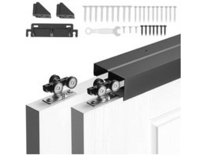 VEVOR Schiebetürbeschlag-Set 1524 mm, Doppelschiebetürschiene aus Aluminiumlegierung, Doppelspuriges Schiebetürsystem für Schränke (25–45 mm Dicke / 762 mm Breite), Leichtgängig & Leise