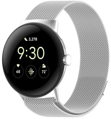 Everyday Crate Google Pixel Watch 2 Milanese Mesh Band Magnetic Stainless Steel Watch Band silver