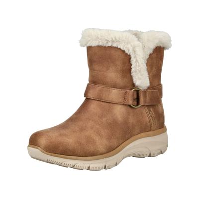 Stiefelette SKECHERS "Skechers Stiefelette Lederimitat/Textil", Damen, Gr. 36, braun (mittelbraun), Lederimitat, Textil, Schuhe Stiefelette