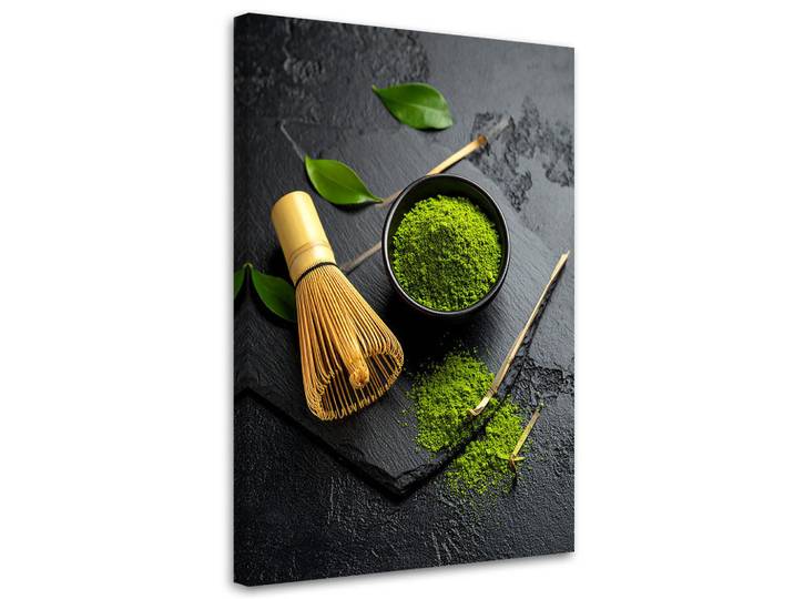 Feeby Leinwandbild Matcha-Tee 70x100cm, Grün, Essen/Getränk, Rechteckig, 70x100 cm, Bilder & Rahmen, Bilder, Leinwandbilder