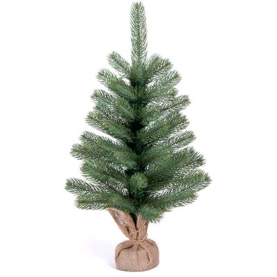 Künstlicher Weihnachtsbaum IC WINTERWORLD "Tannenbaum, künstlicher Christbaum", grün (grün, natur), H:60cm Ø:38cm, Kunststoff, Weihnachtsbäume, Weihnachtsdeko mit Jutebeutel um den Betonfuß