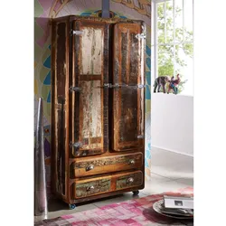 Schrank Altholz 90x38x185 mehrfarbig lackiert FREEZY #39