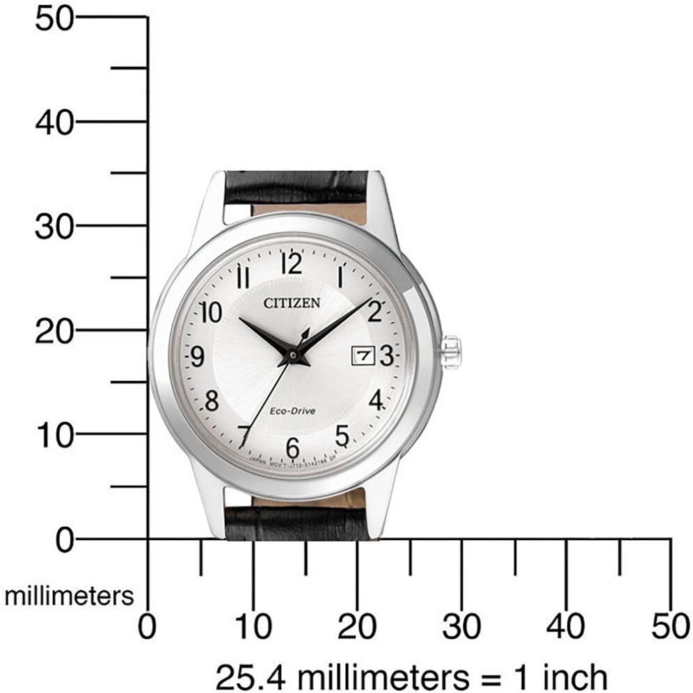 Solaruhr CITIZEN, schwarz (schwarz, weiß), Armbanduhren, Damen, silberfarben, Solaruhr, Armbanduhr, Damenuhr, Datum, Lederarmband