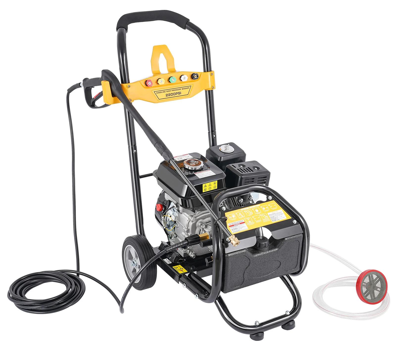 Benzin-Hochdruckreiniger - 2200 PSI 7,5 PS - 150 bar 8,5 l/min - Mobil mit Rädern 8 m Schlauch - Für Auto Terrasse Einfahrt - Schwarz